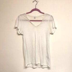 Uniqlo Linen Blend White Vneck Slim fit Tee S